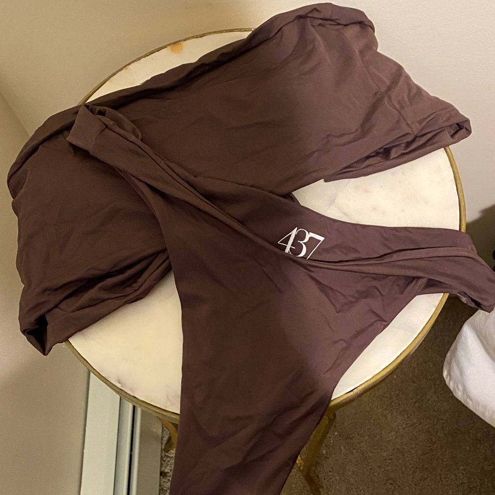 Brown bikini bandeau top and thong bottom | 437